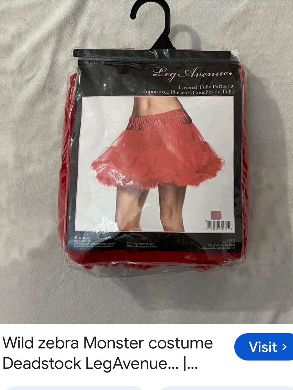 #3030**Leg Avenue Red Layered Tulle Skirt Petticoat